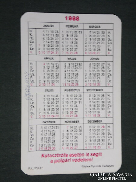 Card calendar, disaster, civil protection, Budapest, ,1988, (3)