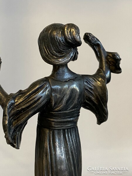Art Nouveau female pewter statue