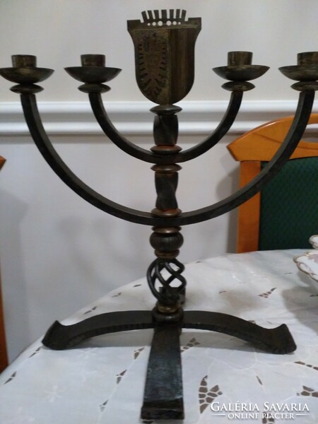 Giga fantastic iron candle holder, from an old hunting lodge, with a black eagle symbol