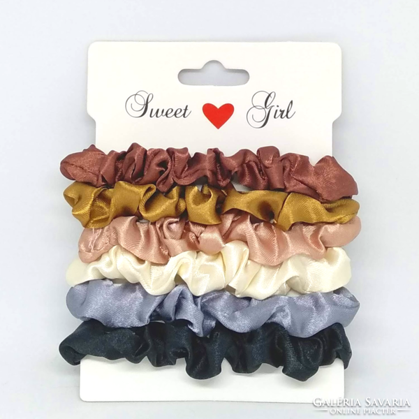 Set of 6 women's satin hair ties (6)