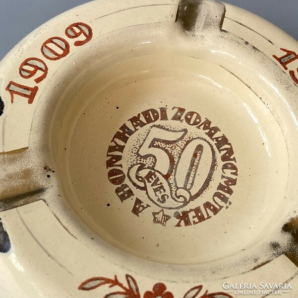 Jubilee Bonyhád enamel works advertising ashtray 1909-1959 13 cm diameter