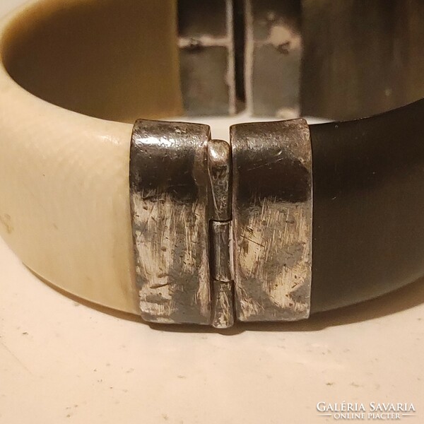 Monumental silver bone bracelet