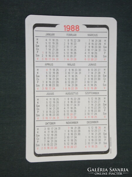 Card calendar, Hungarian Post, price table, 1988, (3)