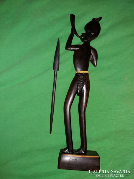 Antique African wooden carved ebony sacred statue 32 cm according to the pictures 5.