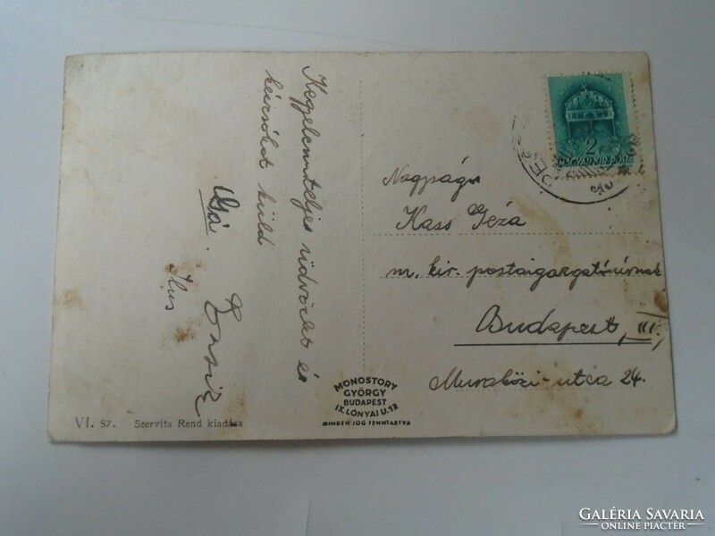 D199649 old postcard - mary hermit - kass géza m.Kir. To Mr. Postmaster, Budapest