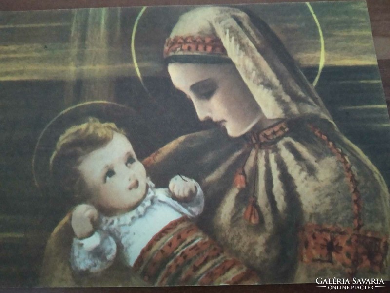 Antik karácsonyi képeslap, Iskolanővérek Baja kiadású,1948-ból