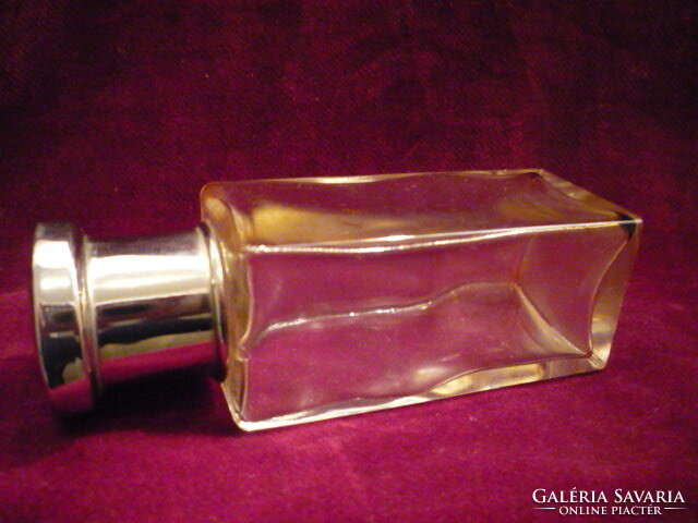 Fém tetejű szögletesre csiszolt pipere üveg 190130/007