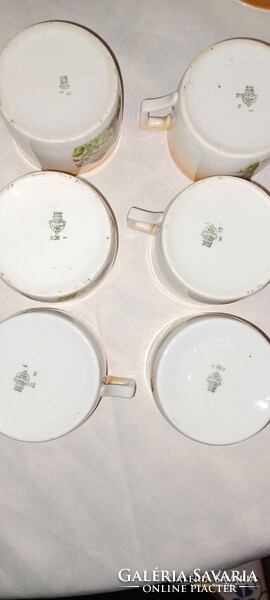 Zsolnay gésa jelenetes lüszter mázas kávés teás készlet 15 darabos