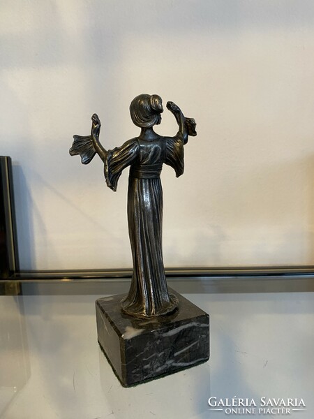 Art Nouveau female pewter statue