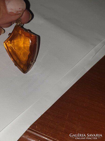 Large faceted citrine stone pendant