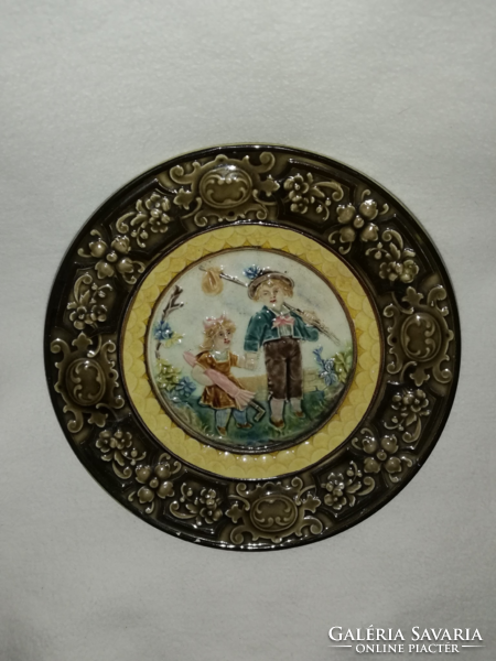 Steidl antique faience small plate with scene