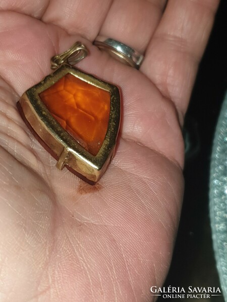 Large faceted citrine stone pendant