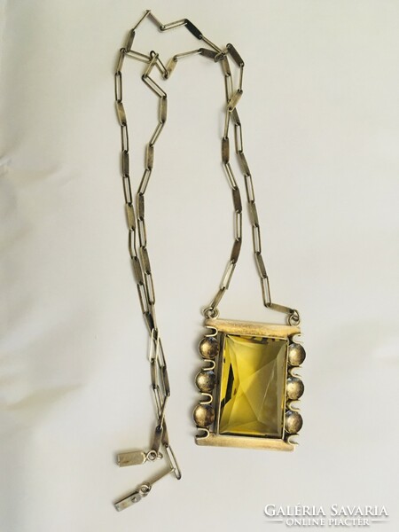 Retro design gold-plated silver necklace collier retro industrial art