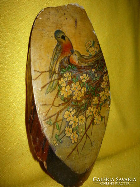 Early century - antique painting wood slice