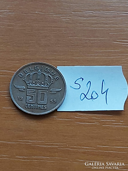 Belgium belgique 50 centimes 1959 miner, bronze s204