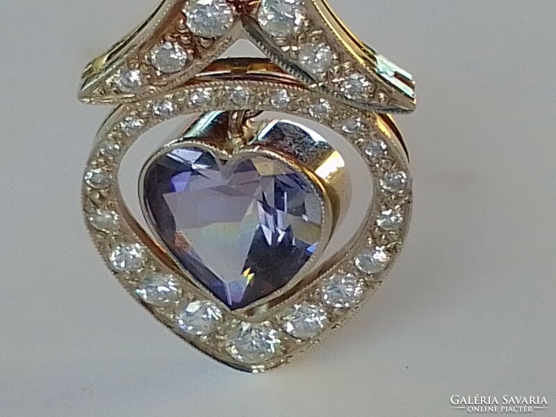 28pcs diamond+2 carat tanzanite gemstone heart, pendant, white gold chain!