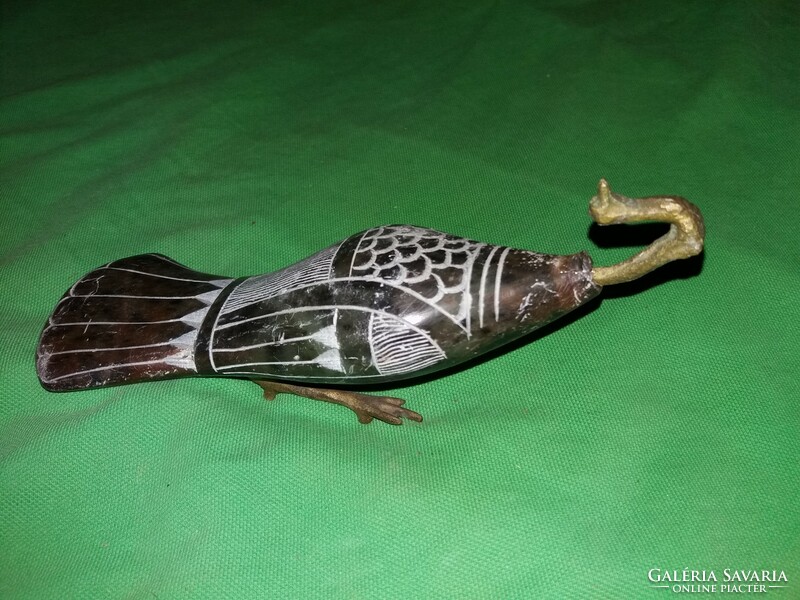Antique Egyptian hand-carved copper + grease stone ibis thot statue 19 cm as shown in the pictures