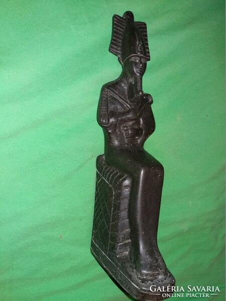 Antique Egyptian hand-carved fat stone seated pharaoh Ramses statue 20 cm according to the pictures