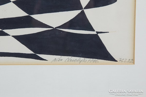 István Károly Szász (1909 - 1979): wall+composition ink drawing graphic 3039
