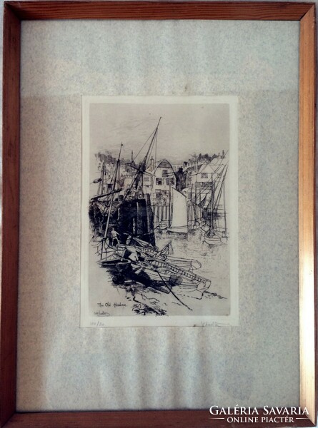 Evan charlton: old port. From the collection of Nándor Szilvásy. Etching. Evan Charlton (1904-1984)