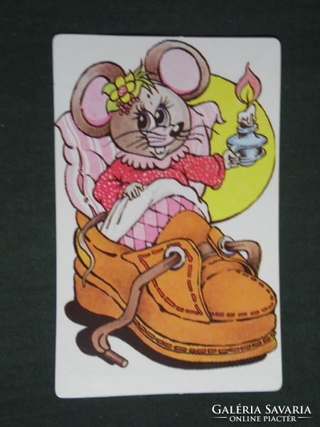 Card calendar, traffic gift shop, graphic artist, fairy tale figure, mouse, 1988, (3)