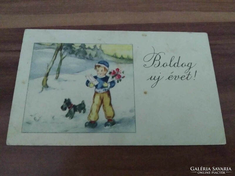 Old New Year mini postcard