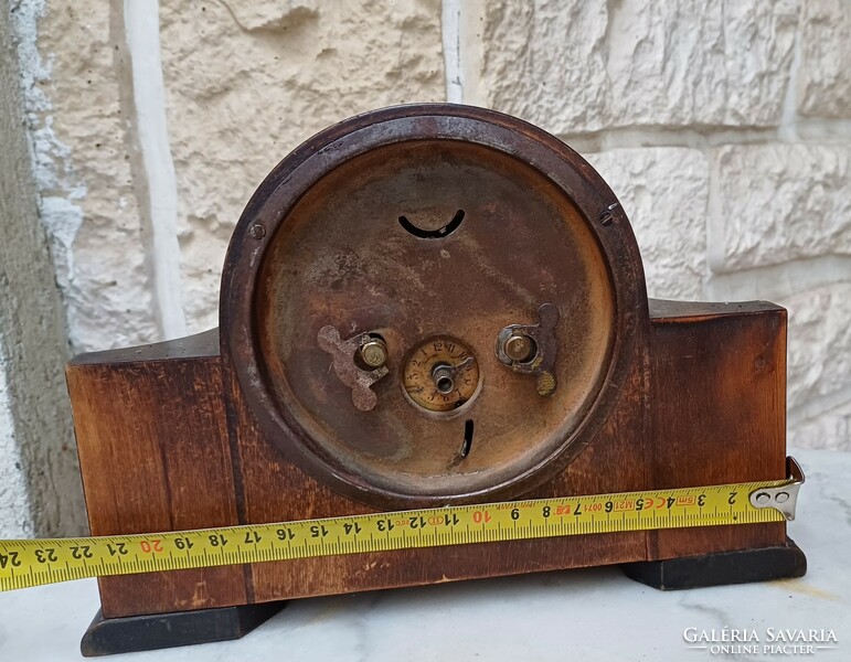 Art deco table clock fireplace ora convex glass,. Alarm clock works. Video!