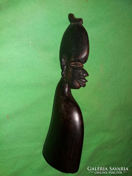 Antik Afrika fából faragott ében szakrális szobor büszt 17 cm a képek szerint