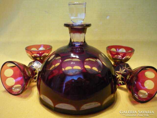 Burgundy polished glass liqueur set