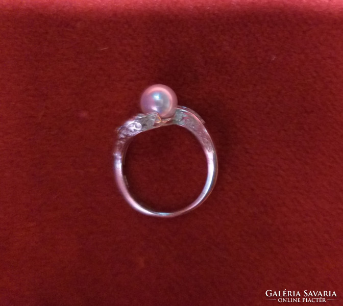 Silver ring with real pearl for sale