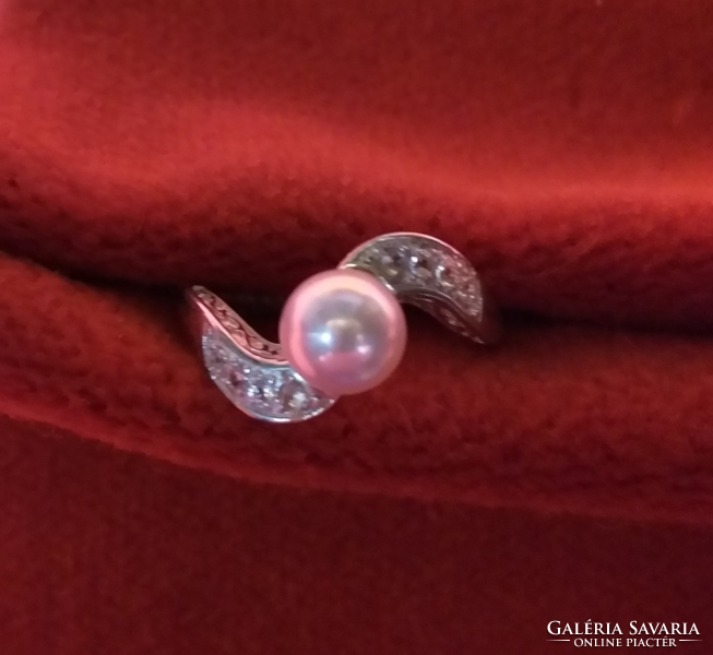 Silver ring with real pearl for sale