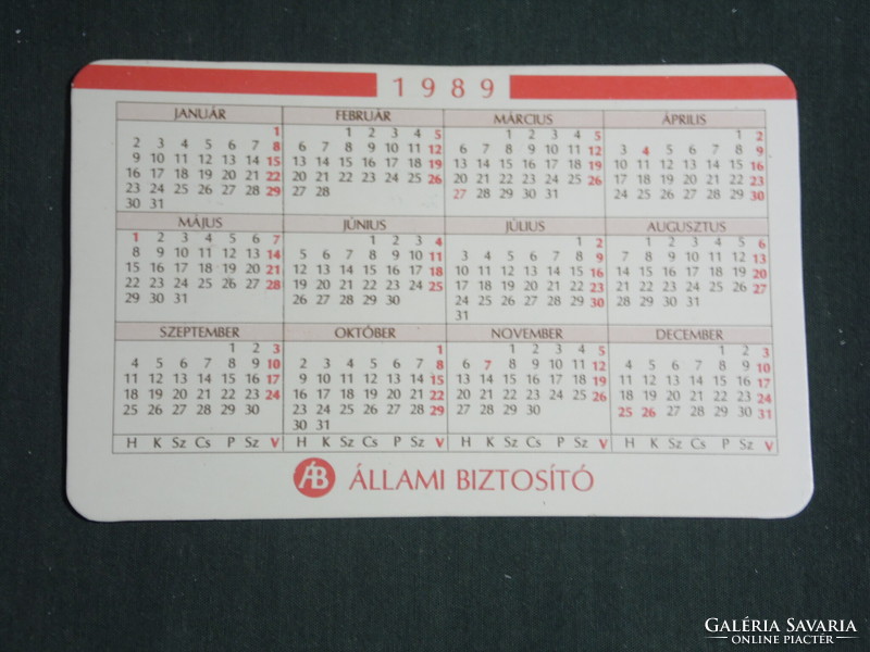 Card calendar, state insurance company, Gabriel, graphic artist, advertising figure angel, 1989, (3)