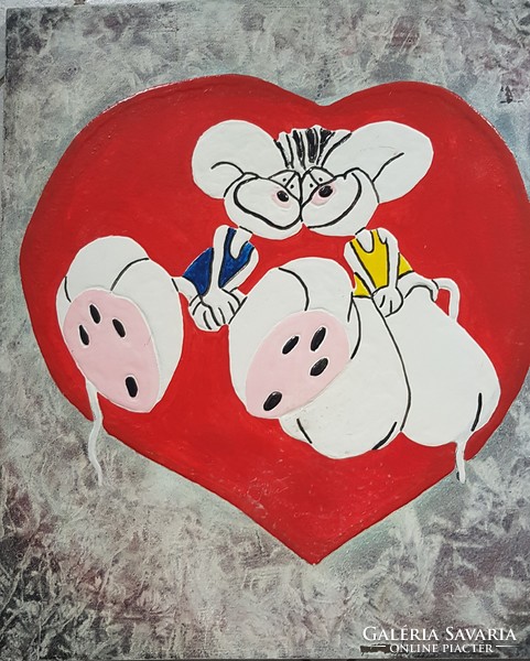 Unknown (maushofer zihr?): Two mice in a red heart