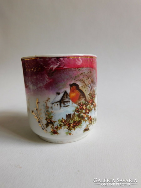 Antik madaras (vörösbegy) kávéscsészék XIX. század