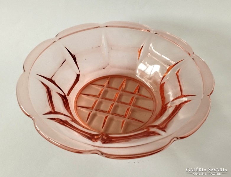 Old Czech salmon pink glass bowl