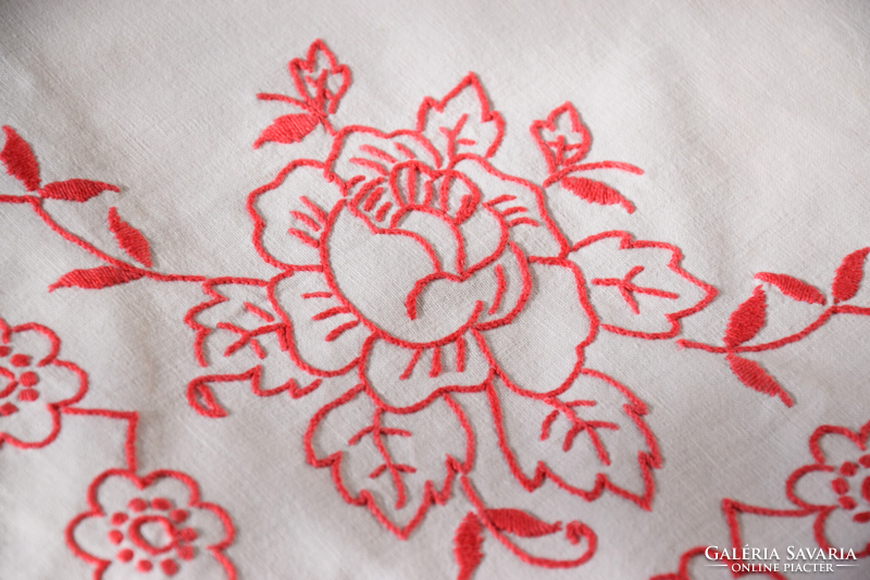 Old folk traditional tablecloth table centerpiece embroidered by hand 57 x 50