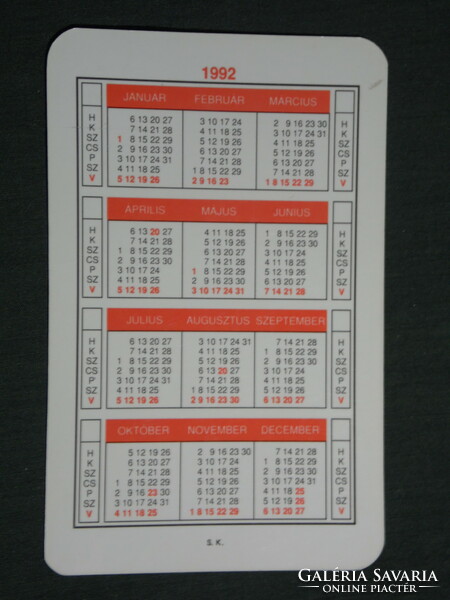 Card calendar, Holma Dutch Hungarian travel agency, Budapest, 1992, (3)