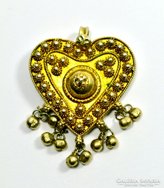 Large silver pendant gold-plated with granulation decoration in historical style!