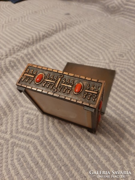 Retro copper box with bright red jasper inlay