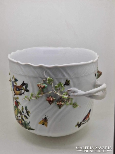 Antik meisseni Augustus Rex Helena Wolfshon virágtartó Rotschild madár minta 17cm