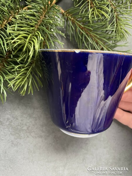 Kobaltkék csodás kis aranyozott fülű teás, cappuccinos csésze