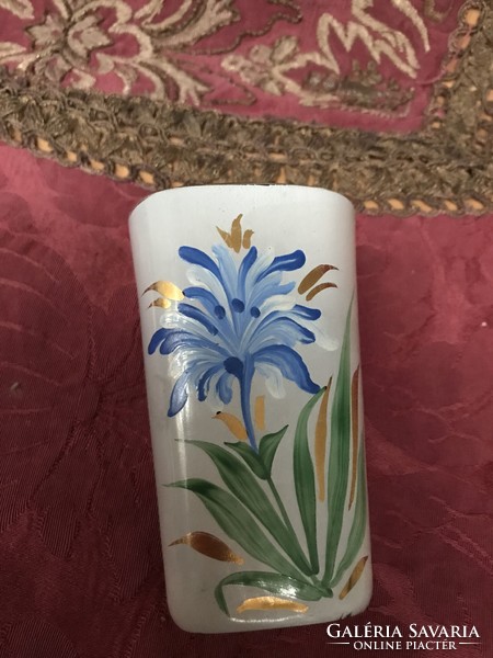 Gilded enamel painted vase with a thick glass base
