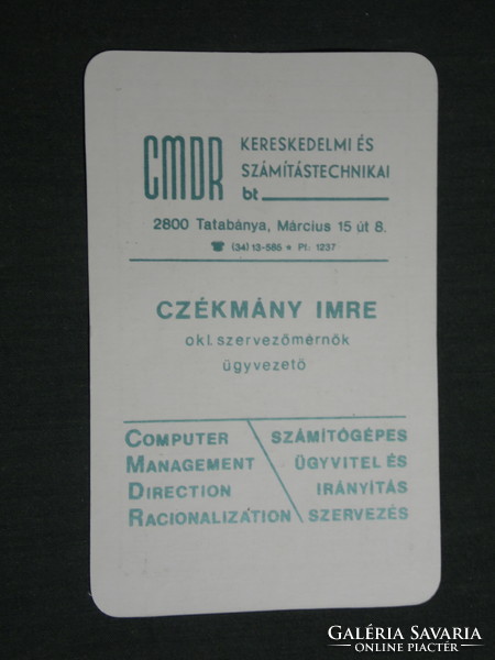 Kártyanaptár, Czékmány Imre szervezőmérnök , CMDR számítástechnika, Tatabánya, 1991,   (3)