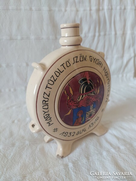 Granite: 1932 firefighter memorial water bottle, rare, collector's item, marked, 20 cm