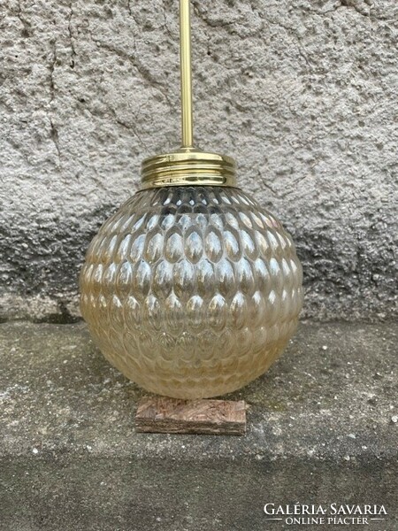 Vintage réz függeszték buborékos búrával mid century lámpa