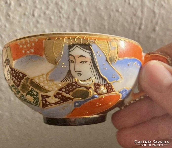 Satsuma Nippon Tokusei Dragonware japán tojáshéj litofán porcelán teás kávés készlet 1920