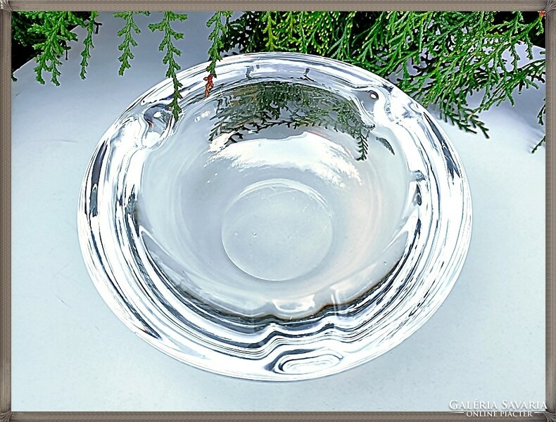 Large heavy solid art vannes french crystal glass ashtray