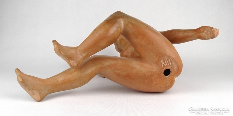 1P554 béla kucs: terracotta female nude statue 36 cm