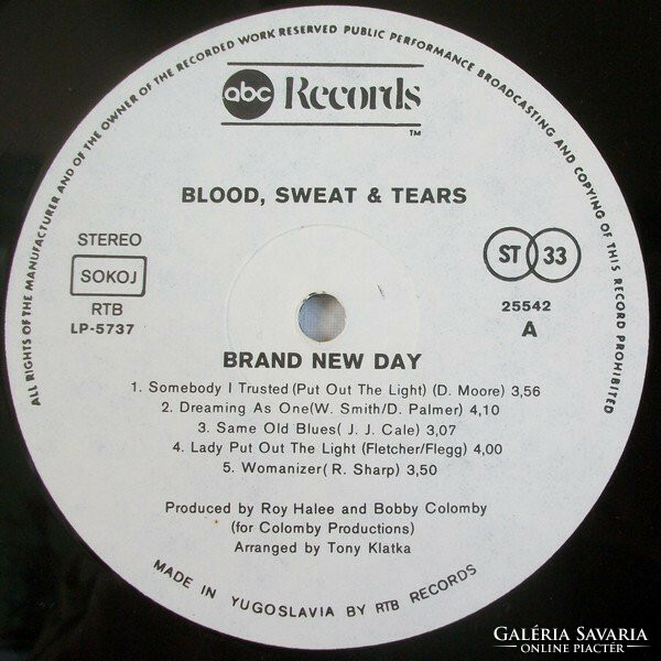 Blood sweat and tears featuring david clayton-thomas - brand new day (lp, album)