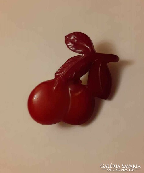 Charming plastic cherry brooch (not vinyl)